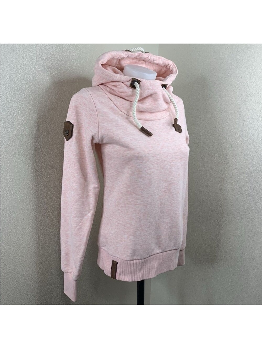 Naketano Light Pink Pullover Hoodie with Rope Drawstrings